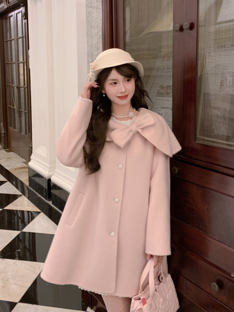 Rose Meringue Woolen Coat-ntbhshop
