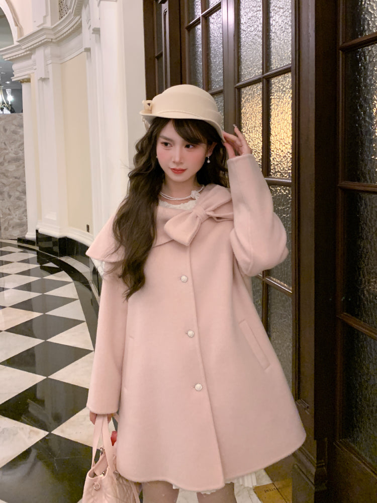 Rose Meringue Woolen Coat-ntbhshop