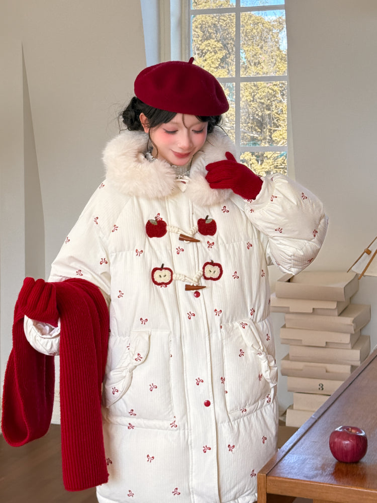 Red Apple Whimsy Puffer Coat-ntbhshop