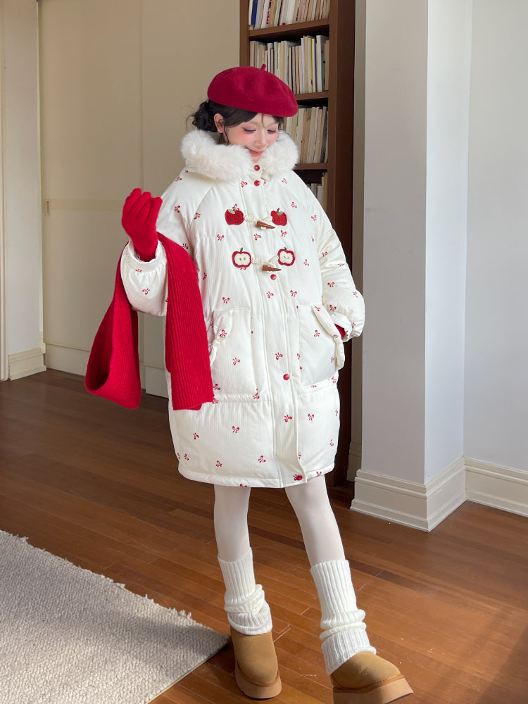 Red Apple Whimsy Puffer Coat-ntbhshop