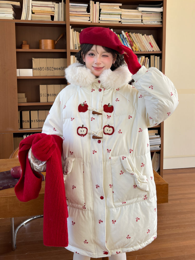 Red Apple Whimsy Puffer Coat-ntbhshop
