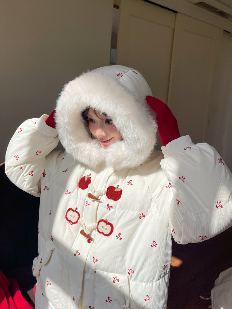 Red Apple Whimsy Puffer Coat-ntbhshop