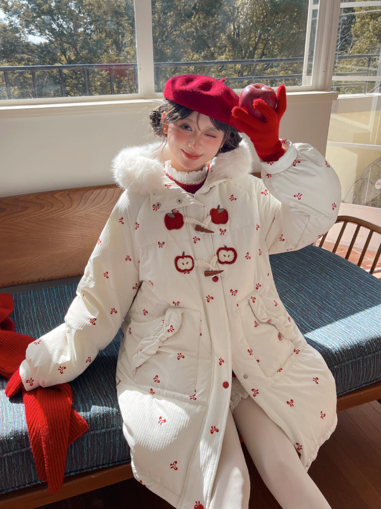 Red Apple Whimsy Puffer Coat-ntbhshop