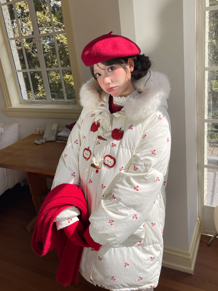 Red Apple Whimsy Puffer Coat-ntbhshop