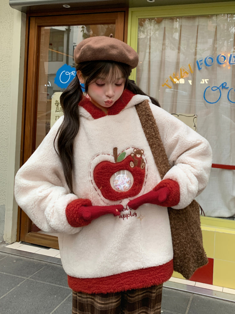 Good Luck Apple Patch Fleece Hoodie-ntbhshop