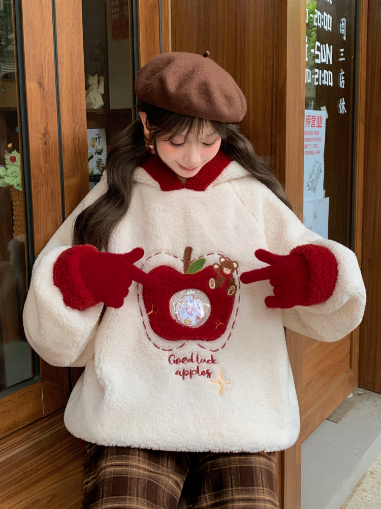 Good Luck Apple Patch Fleece Hoodie-ntbhshop
