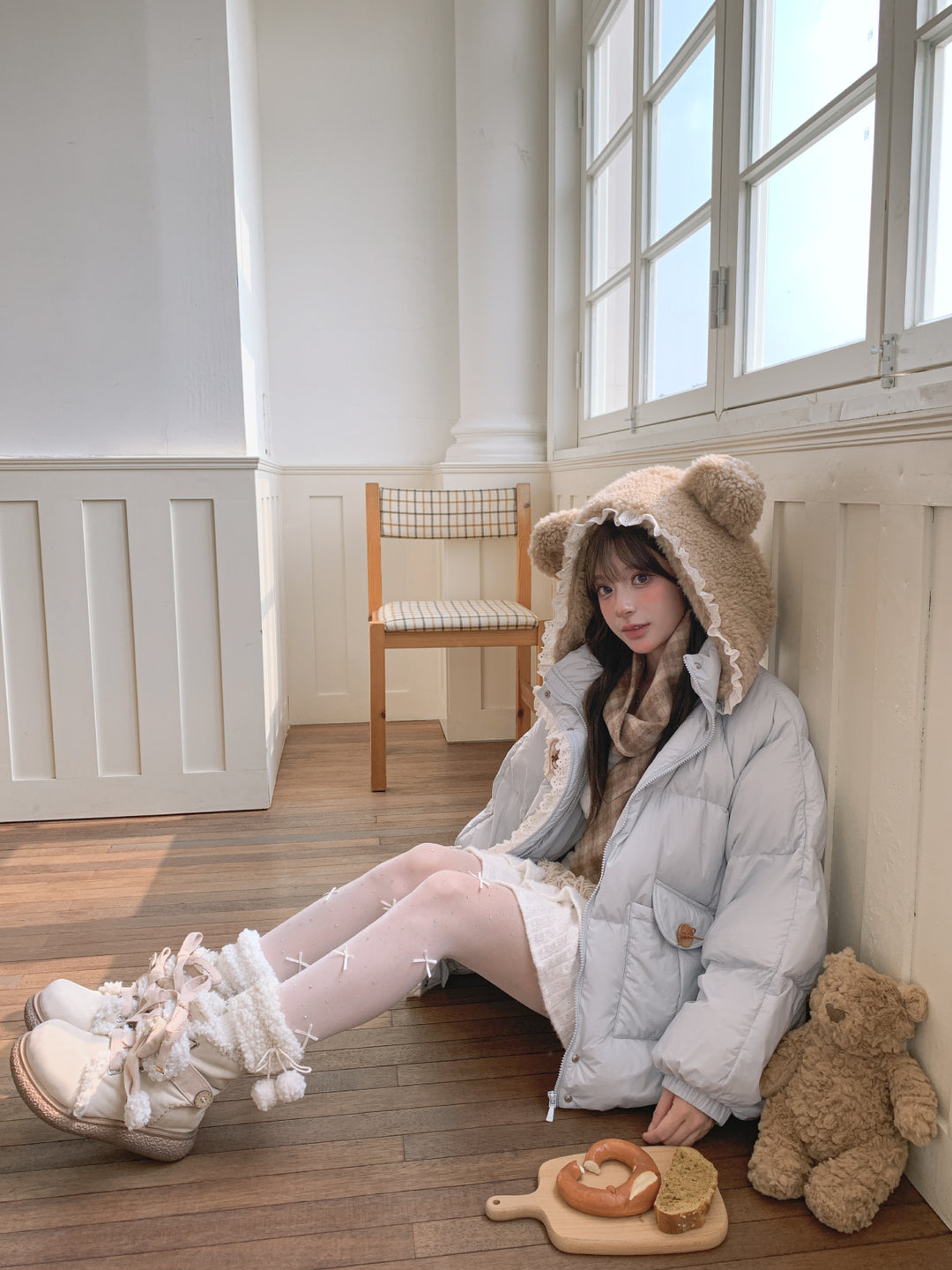 Bear Cloud Hooded Puffer Jacket-Outerwear-ntbhshop