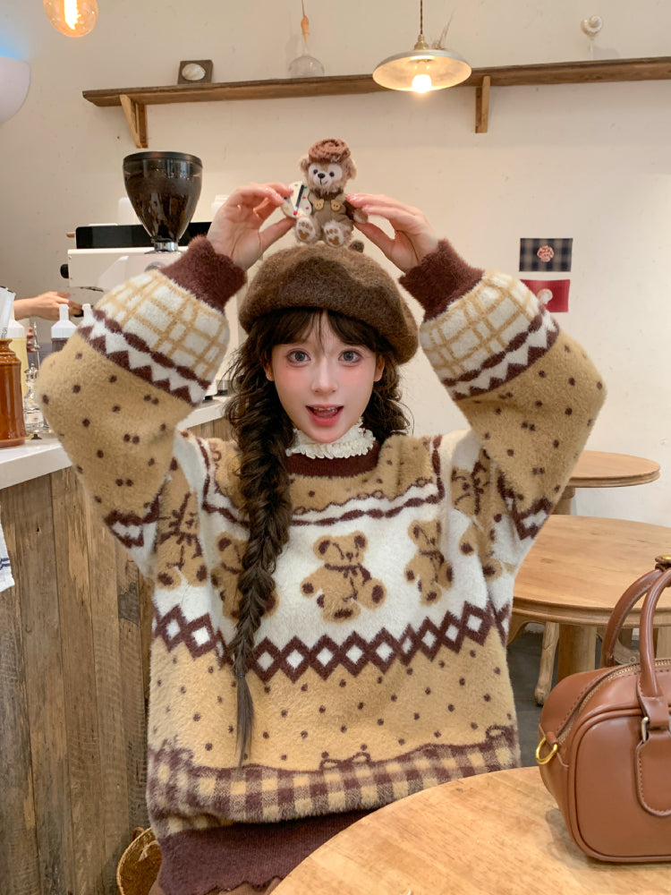 Cocoa Teddy Chalet Knit Sweater-ntbhshop