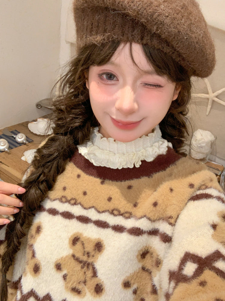 Cocoa Teddy Chalet Knit Sweater-ntbhshop