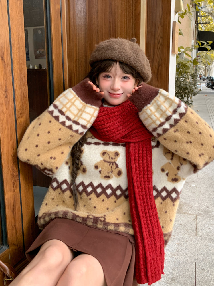 Cocoa Teddy Chalet Knit Sweater-ntbhshop