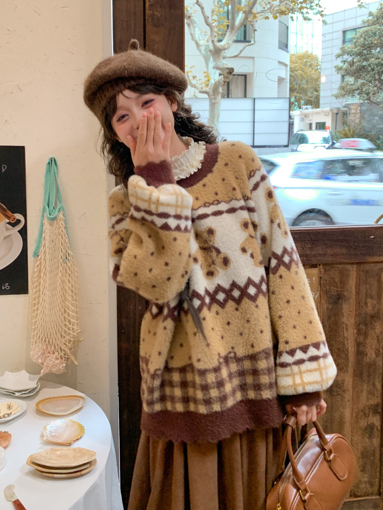 Cocoa Teddy Chalet Knit Sweater-ntbhshop