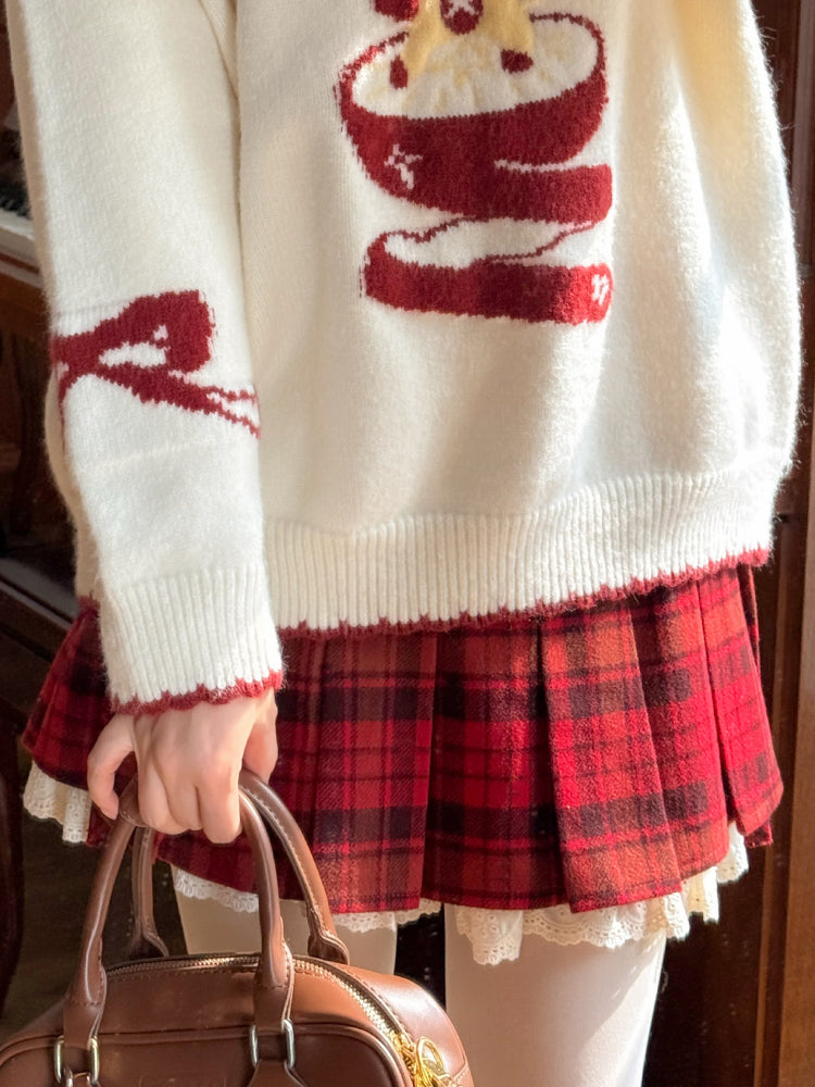 Cranberry Ribbon Christmas Short Skirt-ntbhshop