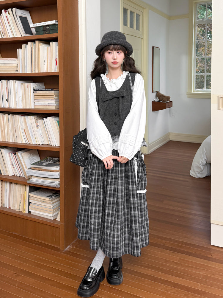 Grey Manor Lace Diary Plaid Skirt-ntbhshop