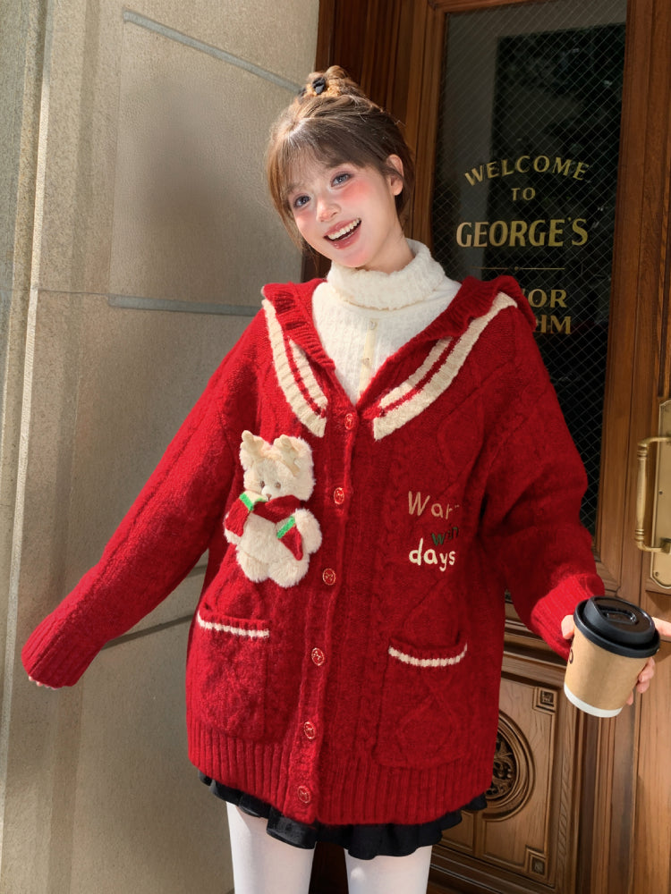 Warm Winter Days Knit Hooded Cardigan-ntbhshop