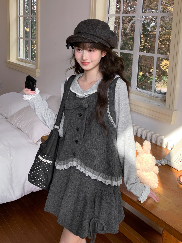 Ash Bloom Knit Bubble Skirt-ntbhshop