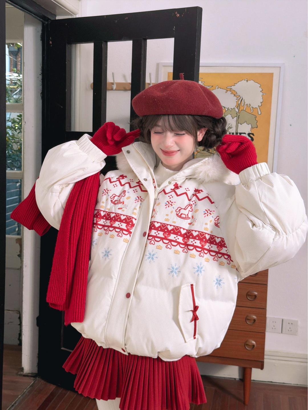 Rocking Pony Ribbon Puffer Jacket-Outerwear-ntbhshop