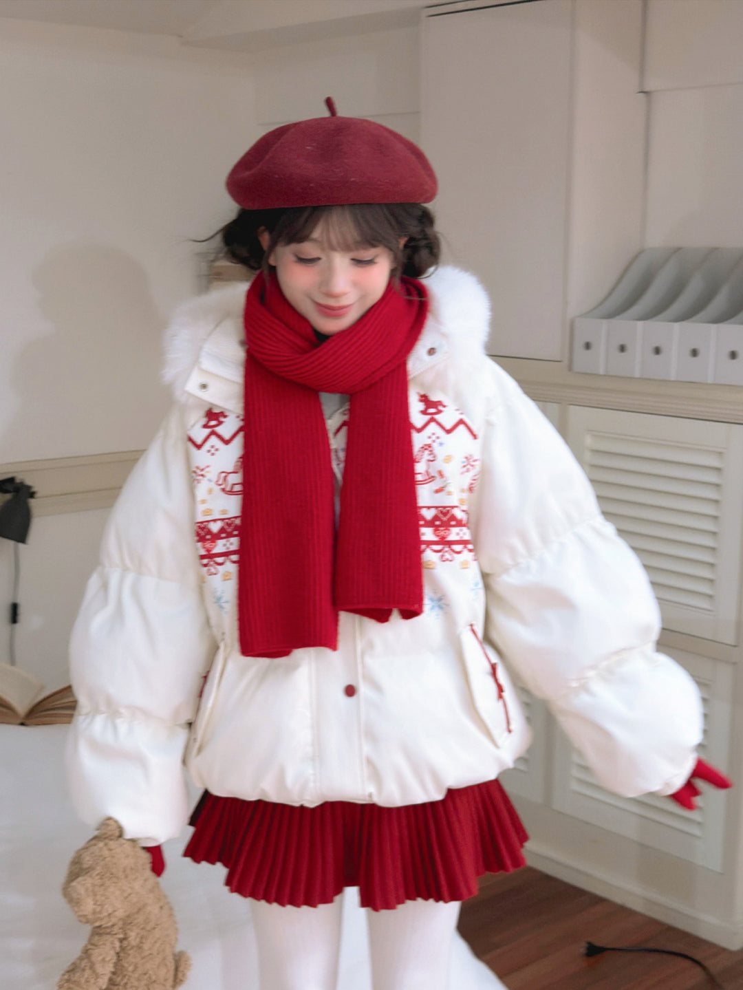 Rocking Pony Ribbon Puffer Jacket-Outerwear-ntbhshop