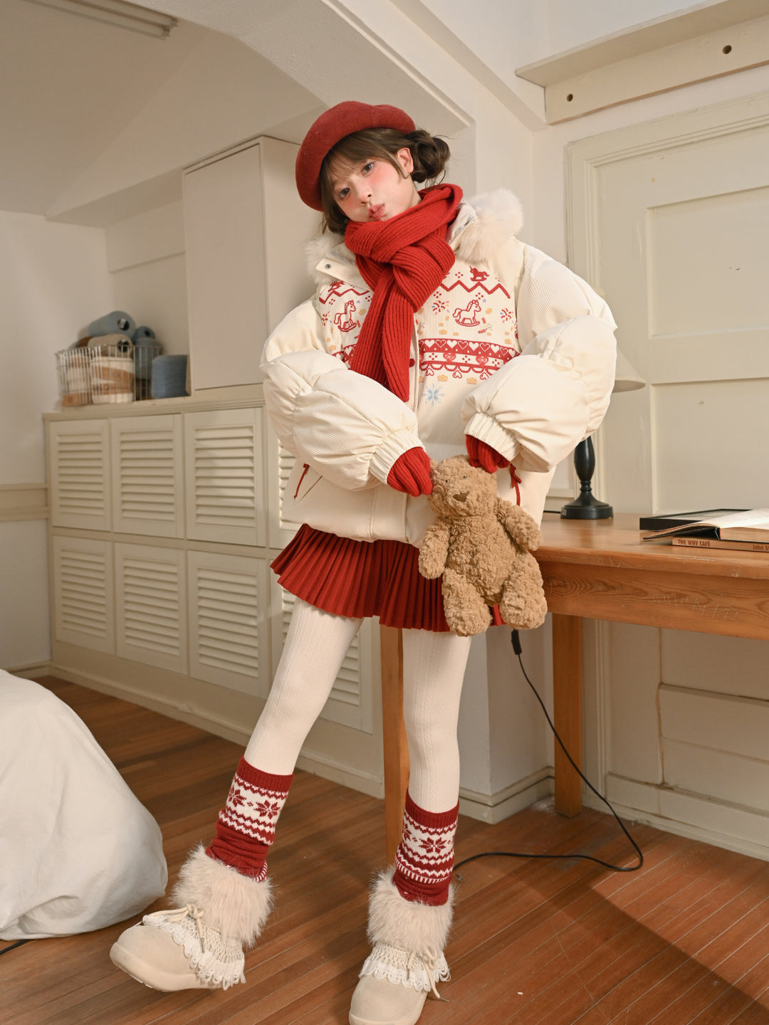 Rocking Pony Ribbon Puffer Jacket-Outerwear-ntbhshop