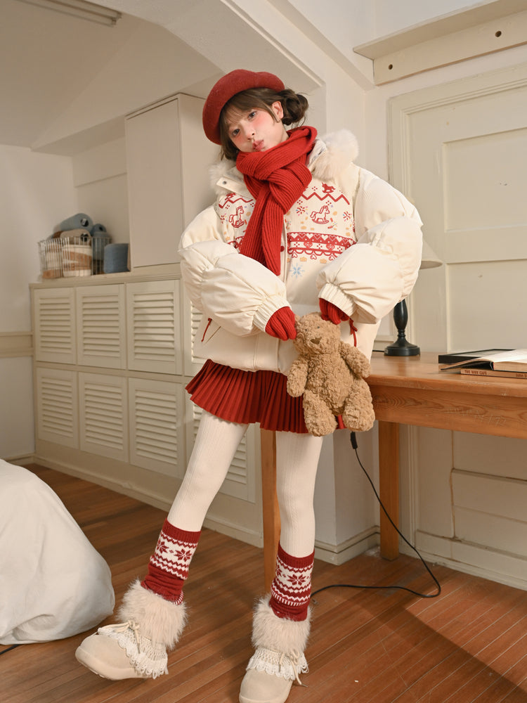 Rocking Pony Ribbon Puffer Jacket-Outerwear-ntbhshop