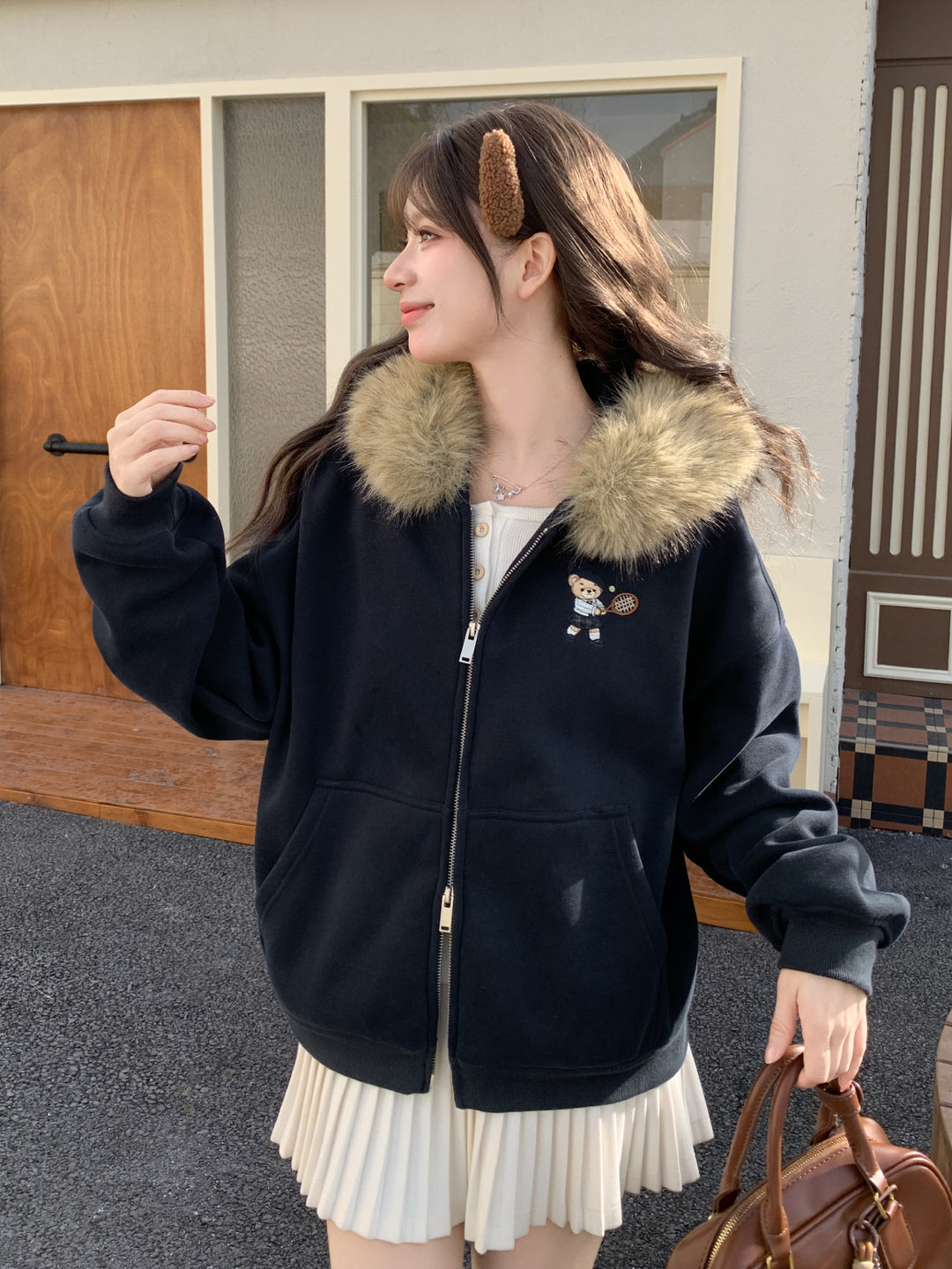 Teddy Tennis Soft Fur Jacket-Outerwear-ntbhshop