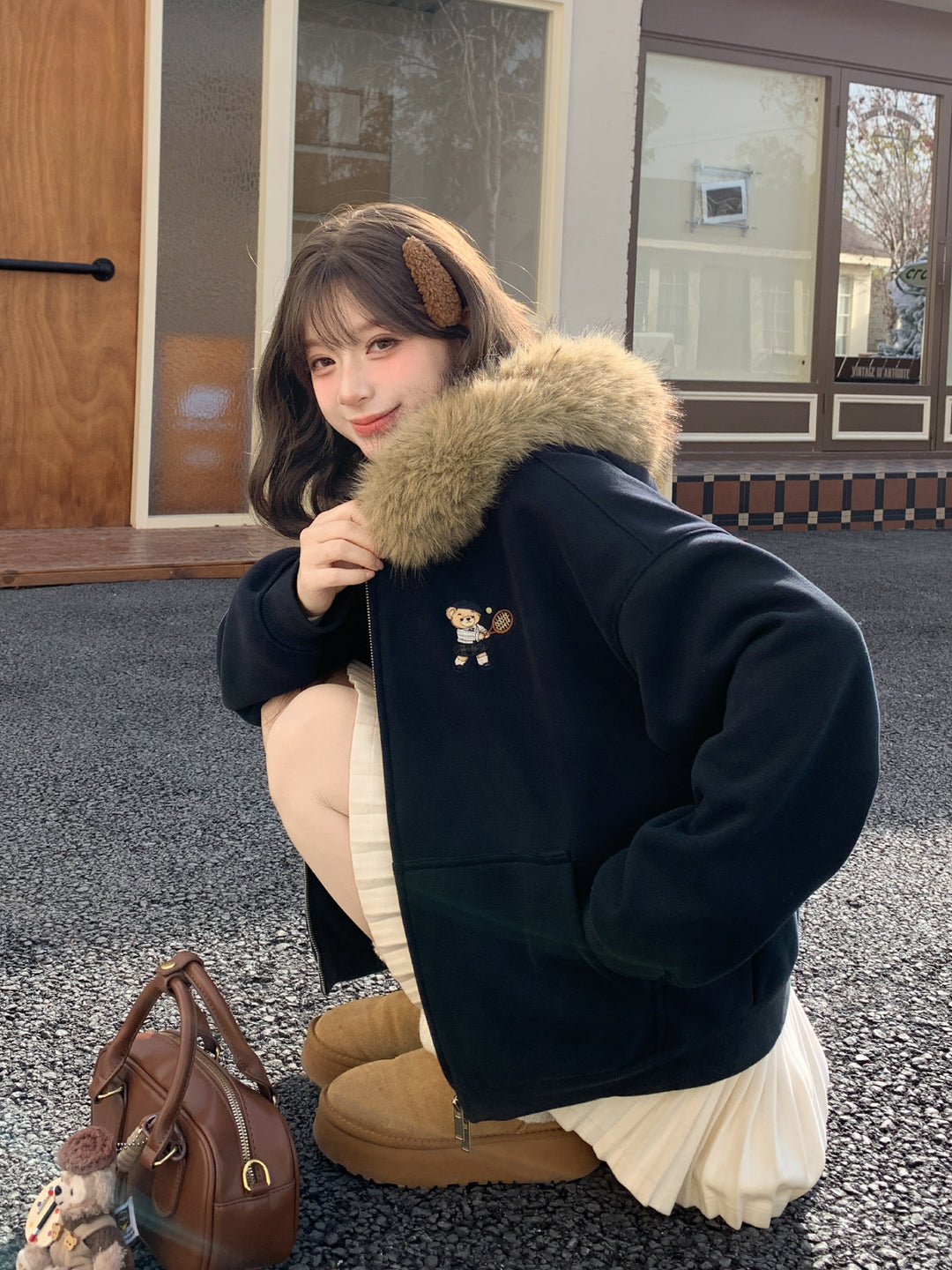 Teddy Tennis Soft Fur Jacket-Outerwear-ntbhshop