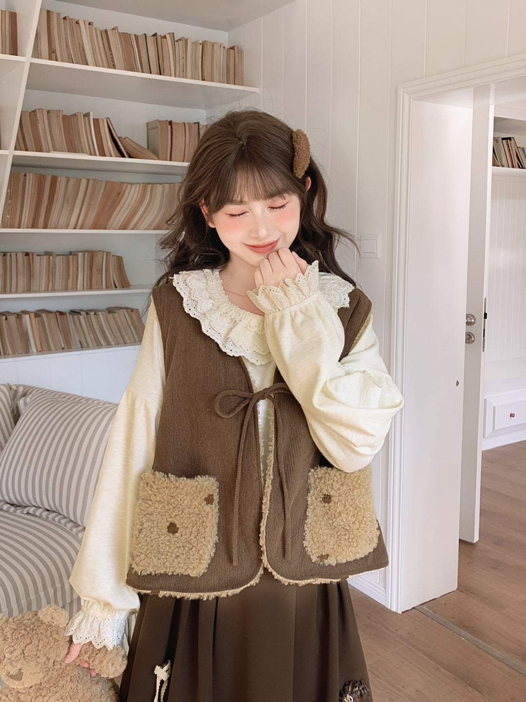Biscuit Crumb Reversible Fleece Vest-Outerwear-ntbhshop