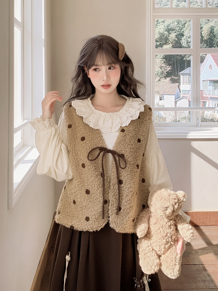 Biscuit Crumb Reversible Fleece Vest-Outerwear-ntbhshop