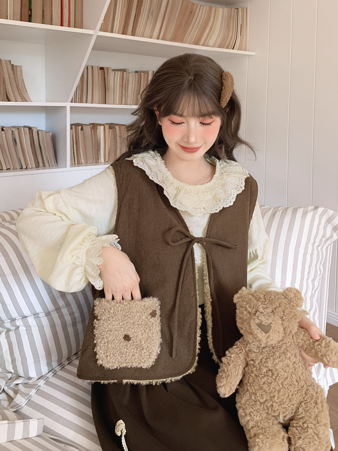 Biscuit Crumb Reversible Fleece Vest-Outerwear-ntbhshop