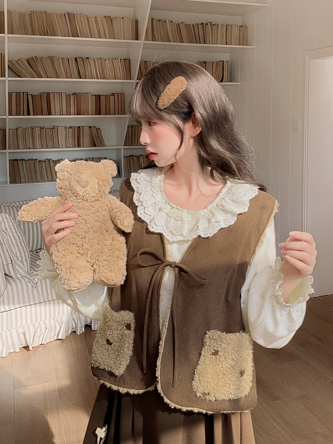 Biscuit Crumb Reversible Fleece Vest-Outerwear-ntbhshop