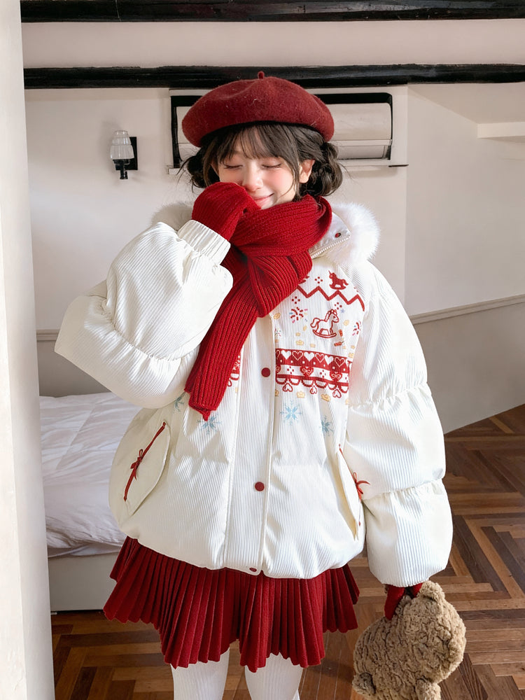 Rocking Pony Ribbon Puffer Jacket-Outerwear-ntbhshop