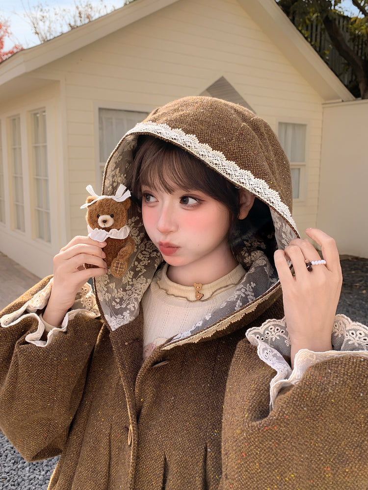 Biscuit Academia Hooded Wool Jacket-Outerwear-ntbhshop