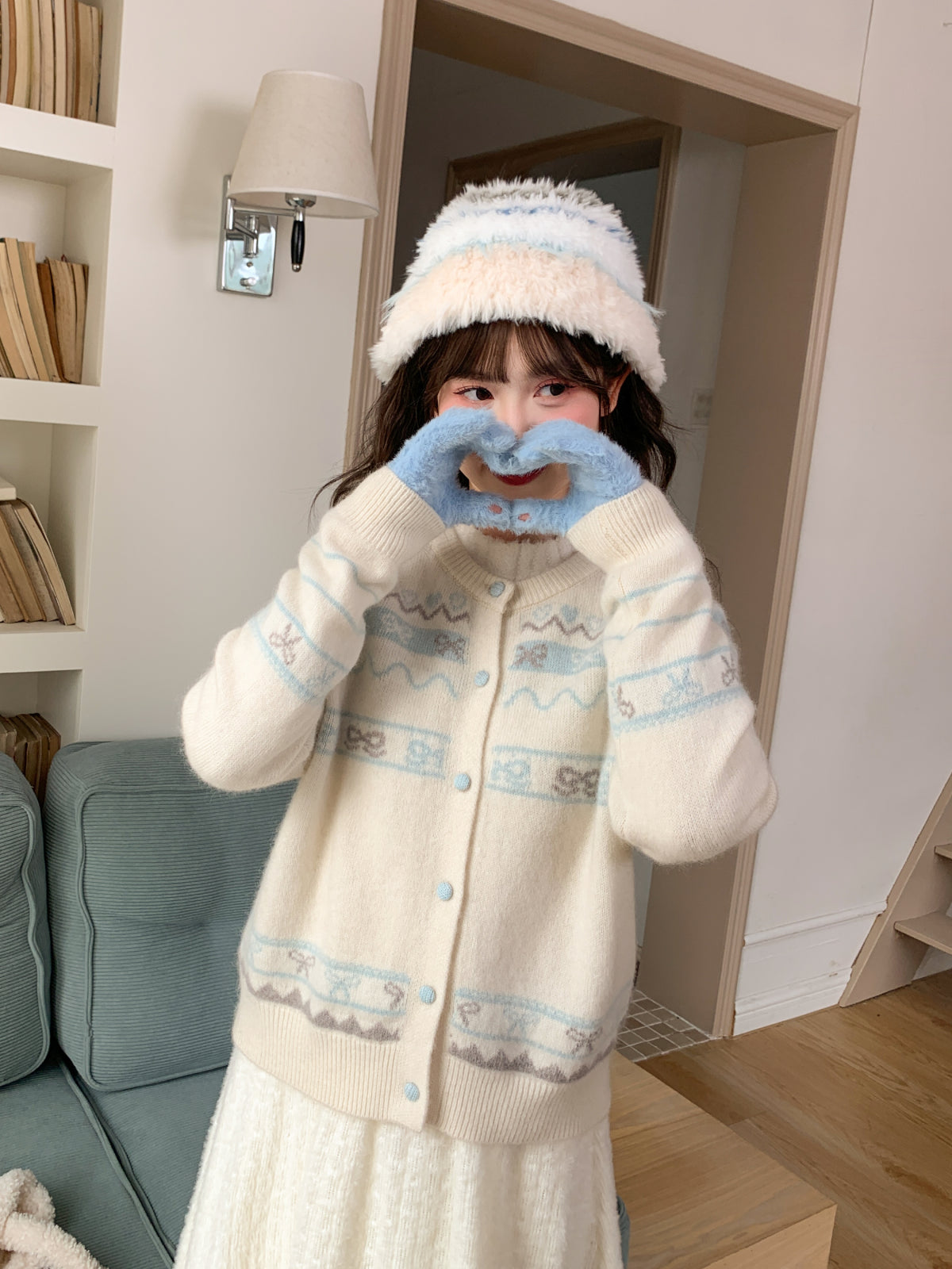 Cloud Ribbon Knit Cardigan-Outerwear-ntbhshop