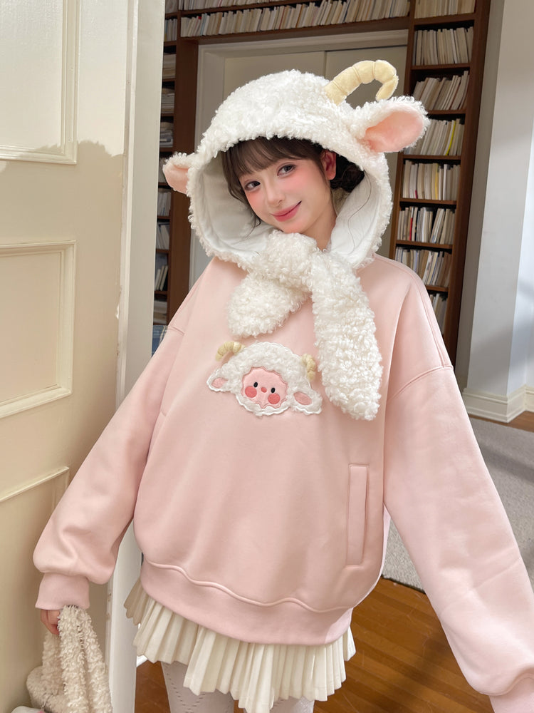 Blush Lamb Fleece Hood & Sweatshirt-Tops-ntbhshop