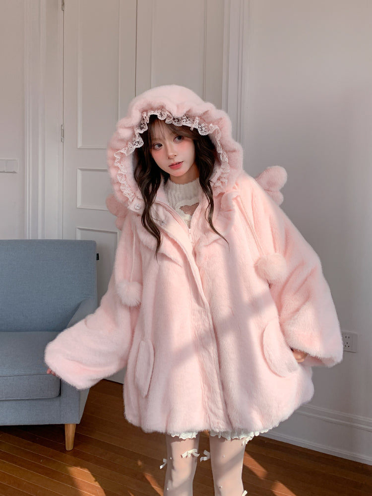 Heaven in Blush Angel Wing Bubble Coat-Outerwear-ntbhshop
