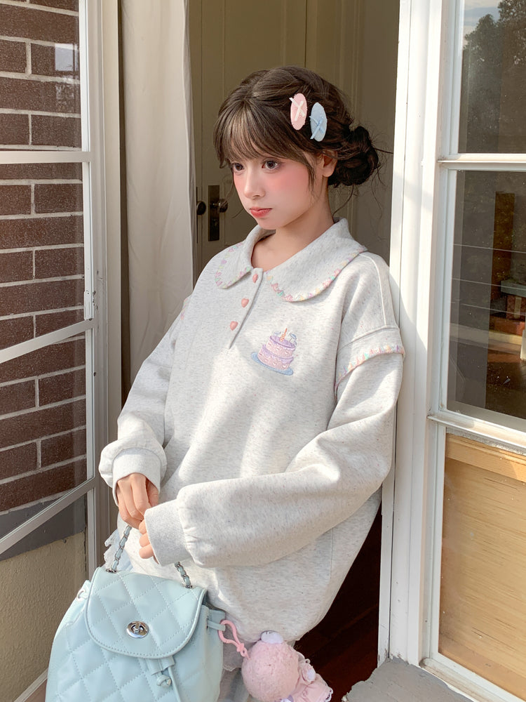 Birthday Cake Doll Collar Sweatshirt-Tops-ntbhshop
