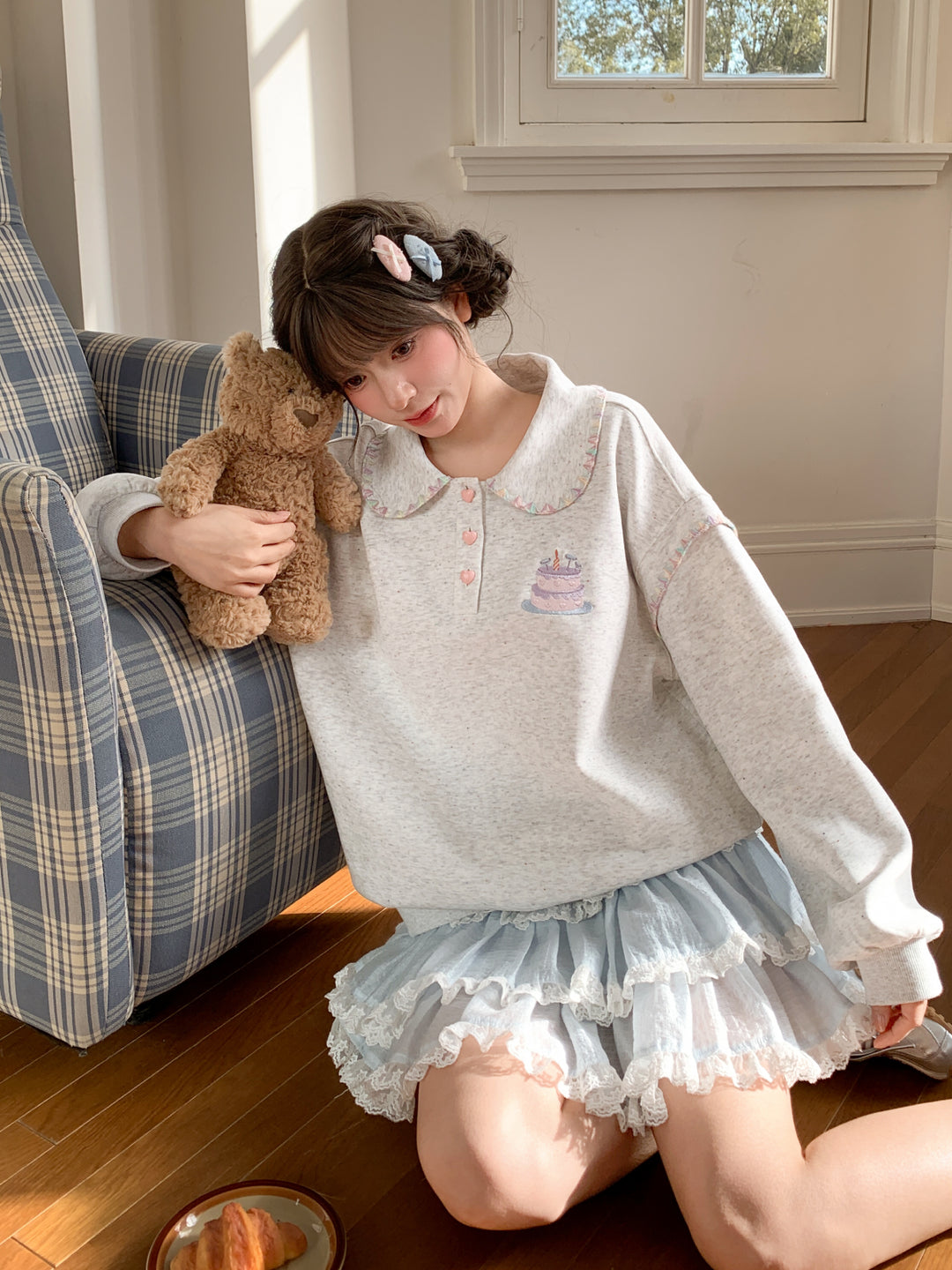 Birthday Cake Doll Collar Sweatshirt-Tops-ntbhshop