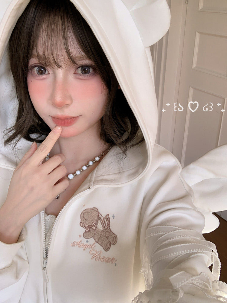 Milk Angel Bear Sweat Jacket & Skirt-Sets-ntbhshop