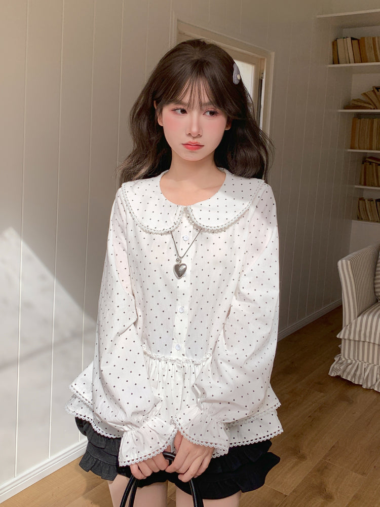 Sugar Dot Cotton Doll Blouse-Tops-ntbhshop