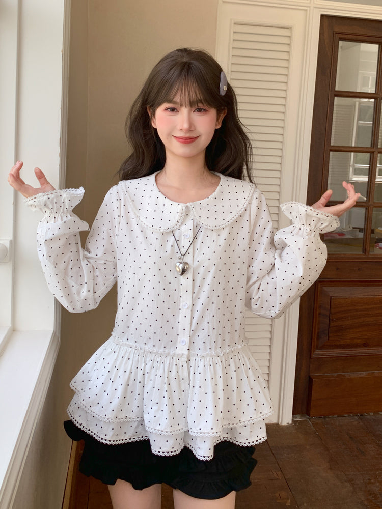 Sugar Dot Cotton Doll Blouse-Tops-ntbhshop
