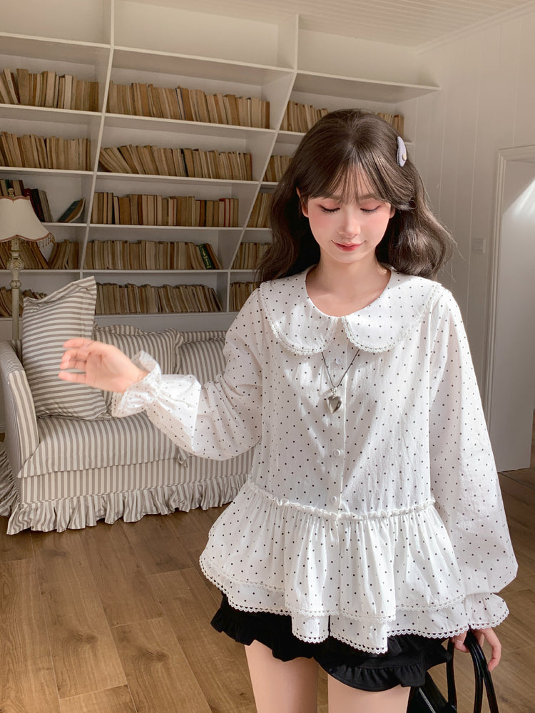 Sugar Dot Cotton Doll Blouse-Tops-ntbhshop