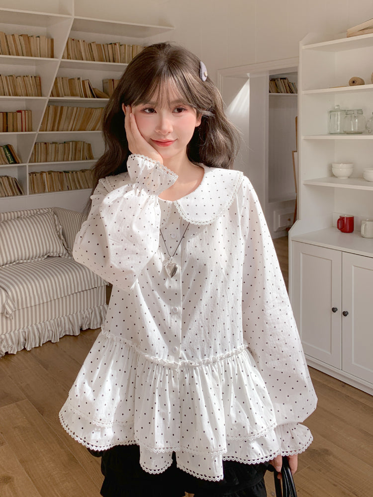 Sugar Dot Cotton Doll Blouse-Tops-ntbhshop