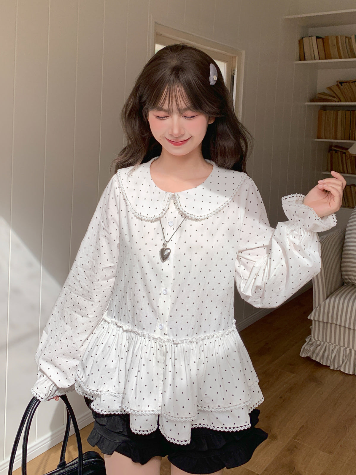 Sugar Dot Cotton Doll Blouse-Tops-ntbhshop