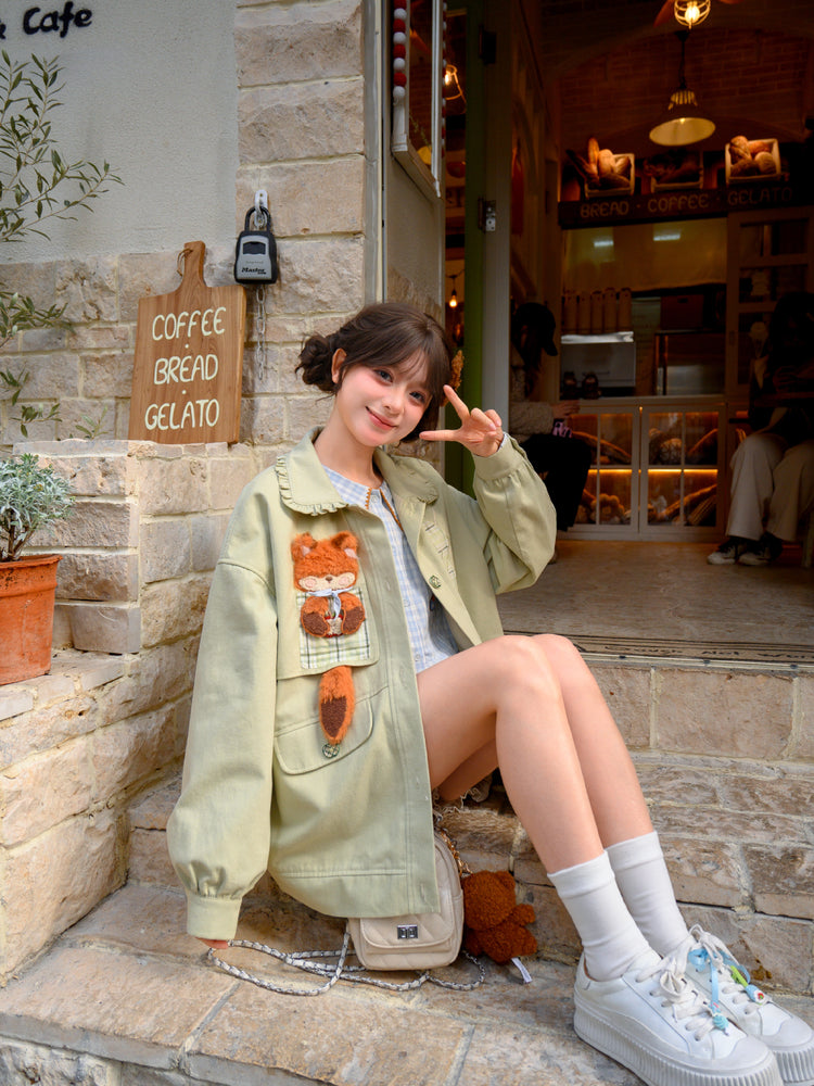 Red Fox Patch Work Jacket-Outerwear-ntbhshop