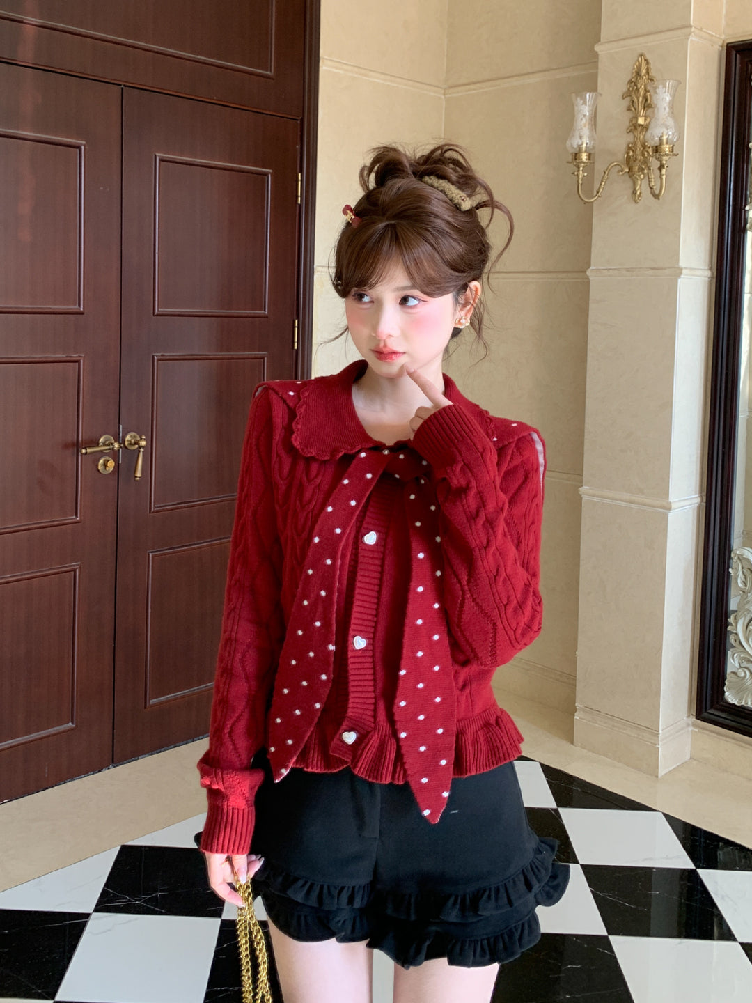 Cherry Dot Knit Cardigan