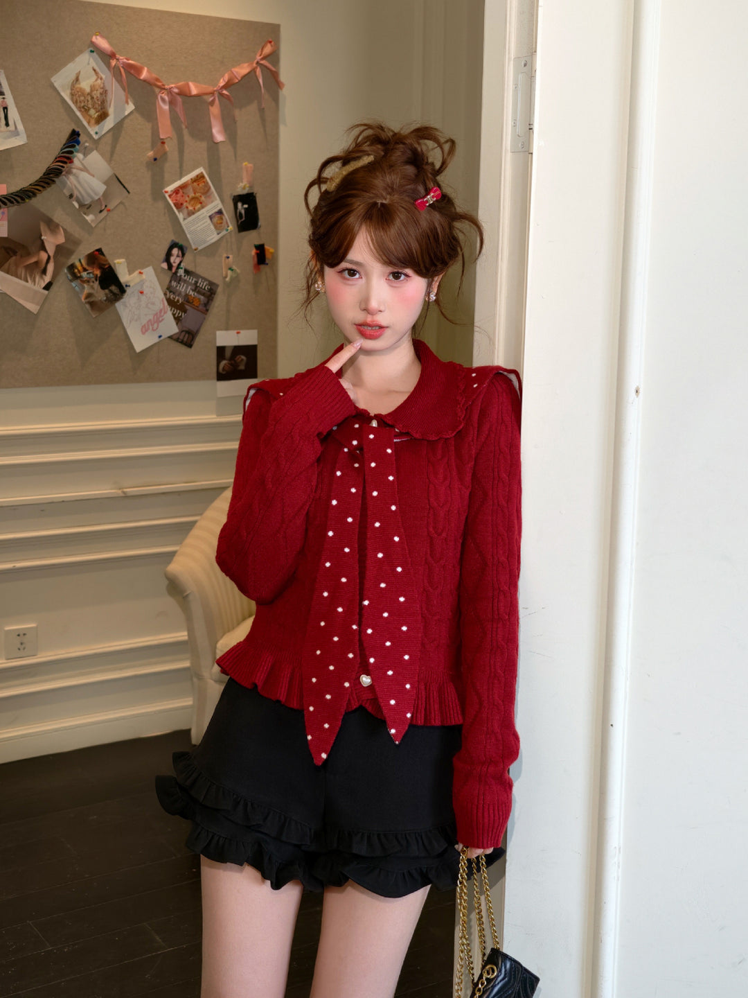 Cherry Dot Knit Cardigan