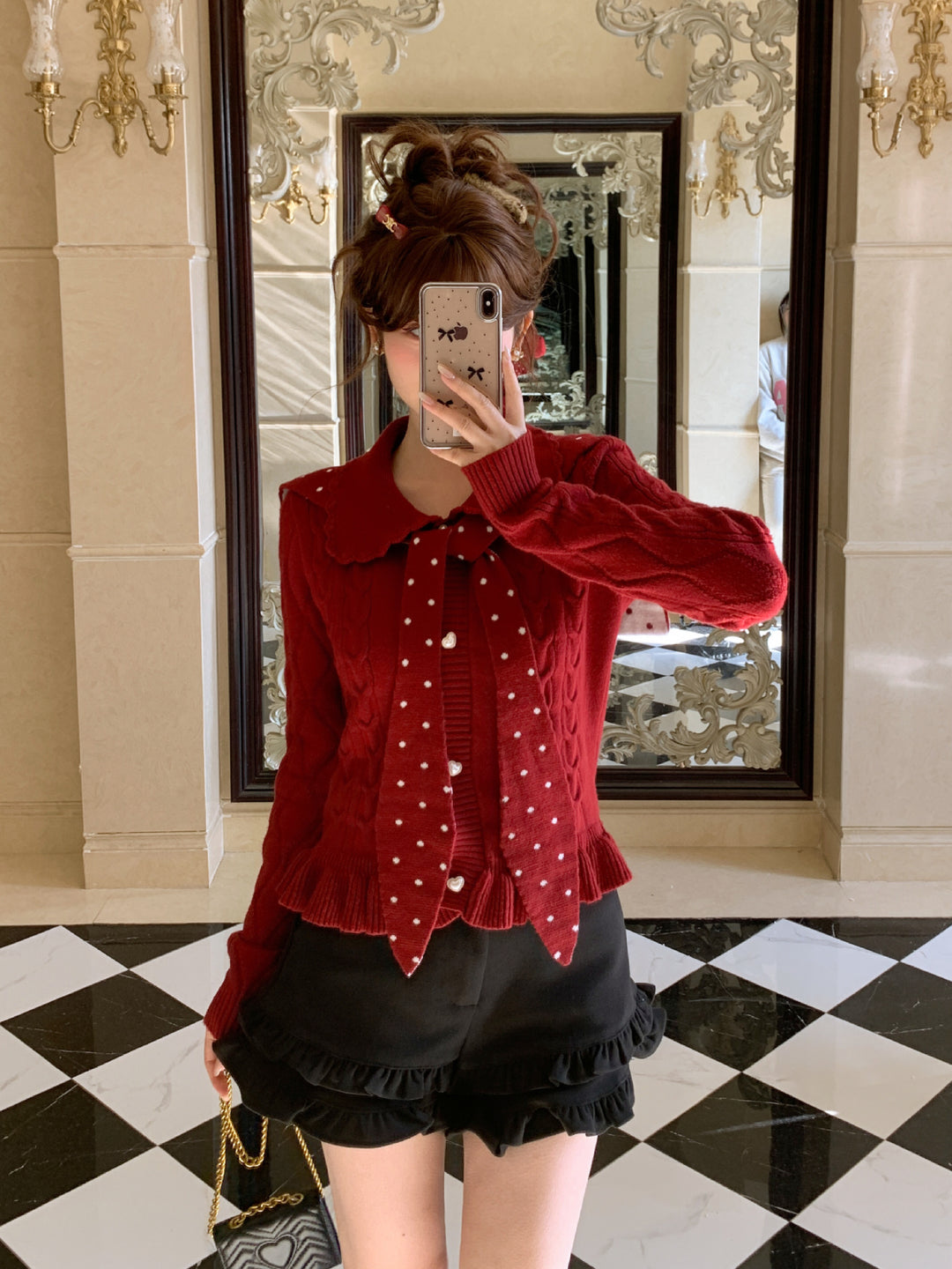 Cherry Dot Knit Cardigan