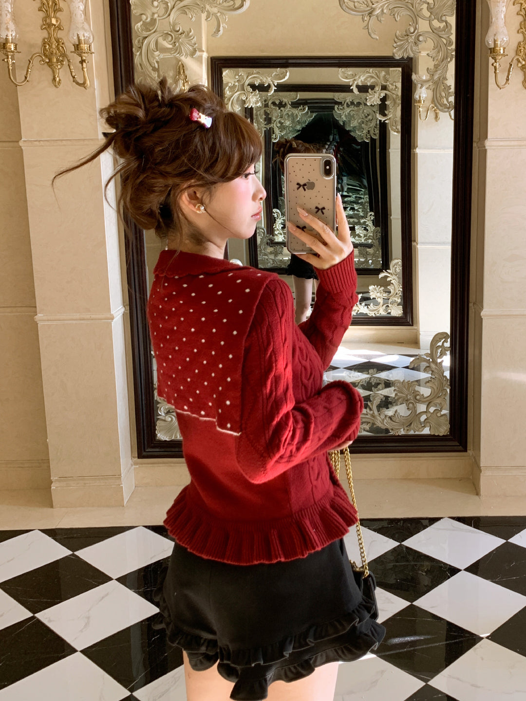 Cherry Dot Knit Cardigan