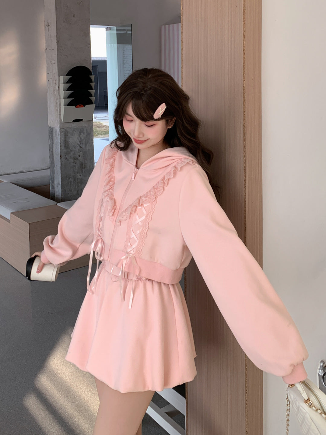 Blush Cloud Kitten Sweat Jacket & Skirt