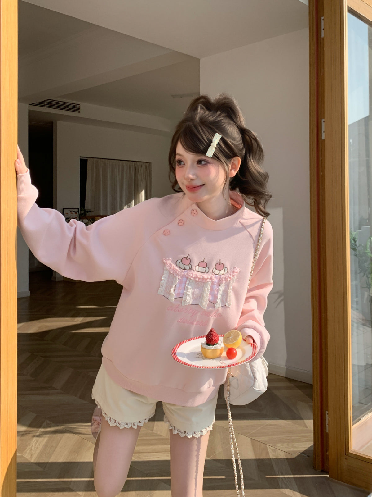 Cherry Cake Dessert Sweatshirt-Tops-ntbhshop