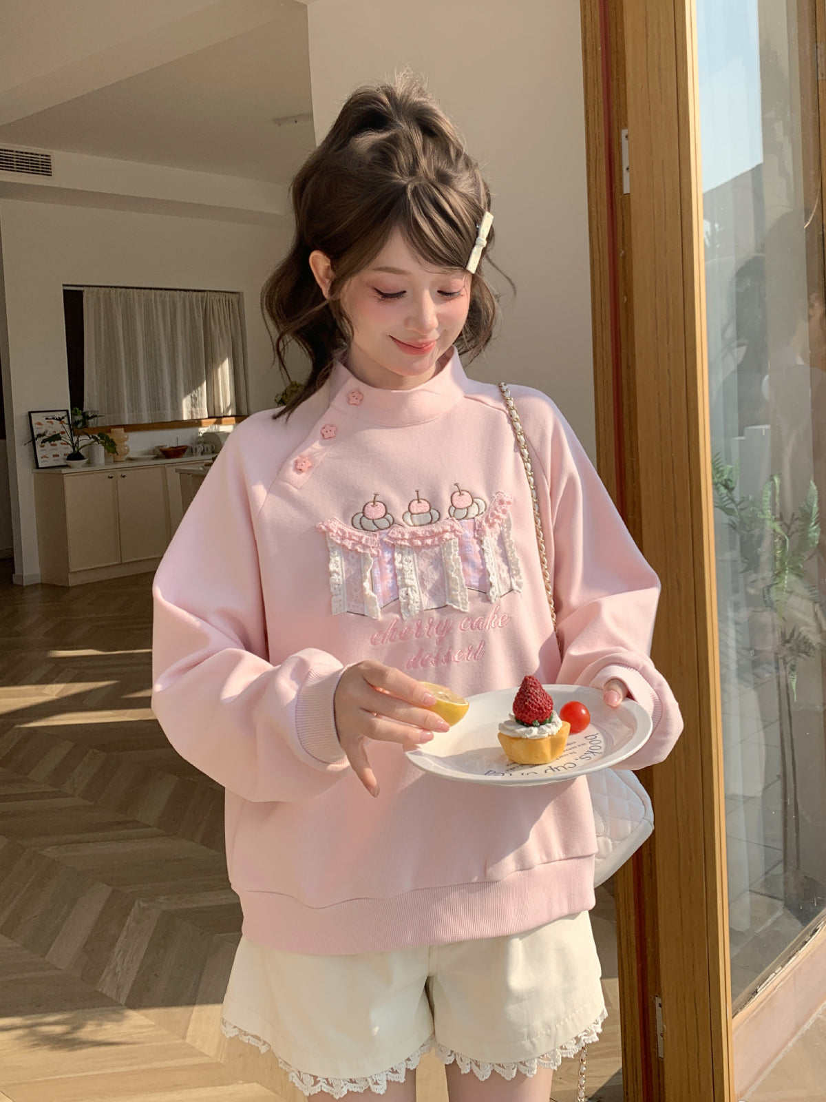 Cherry Cake Dessert Sweatshirt-Tops-ntbhshop